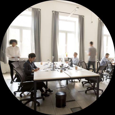 Group of people at an office table