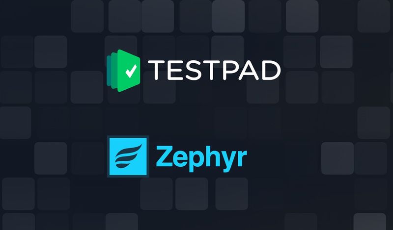 Testpad and Zephyr logos over a black and white photo of a QA inspector checking a clipboard