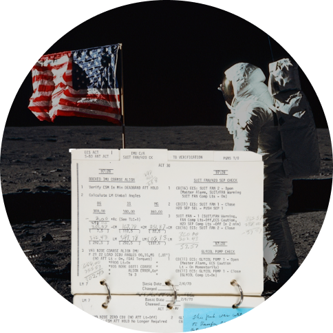 Checklists. For bringing home Apollo 13. And software.